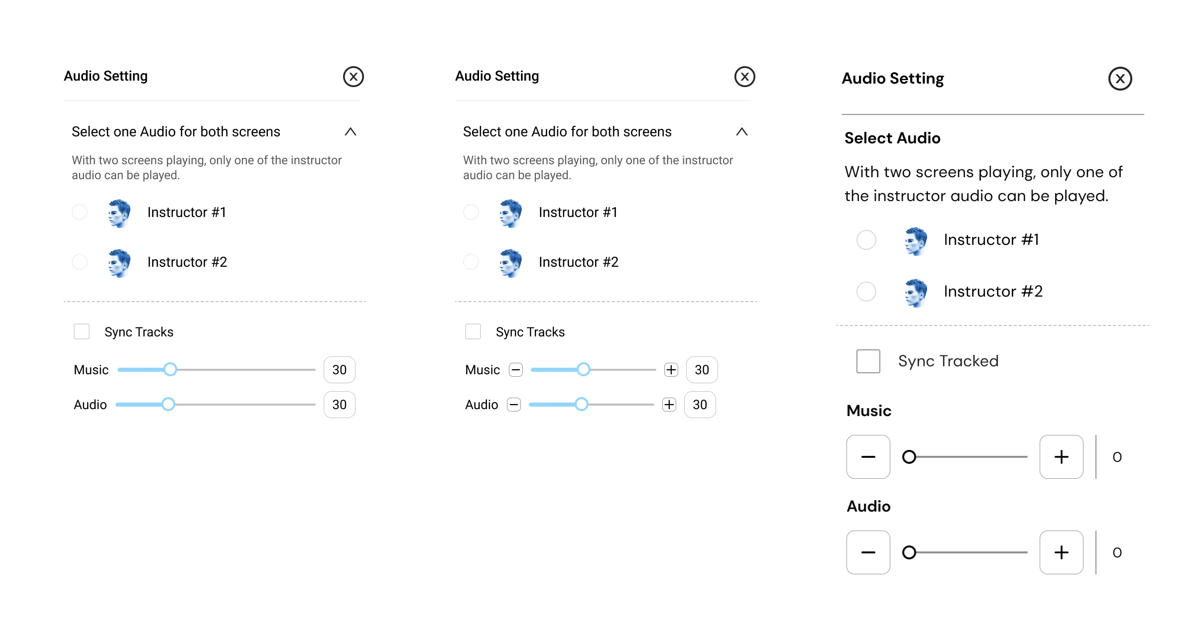 Audio settings iterations