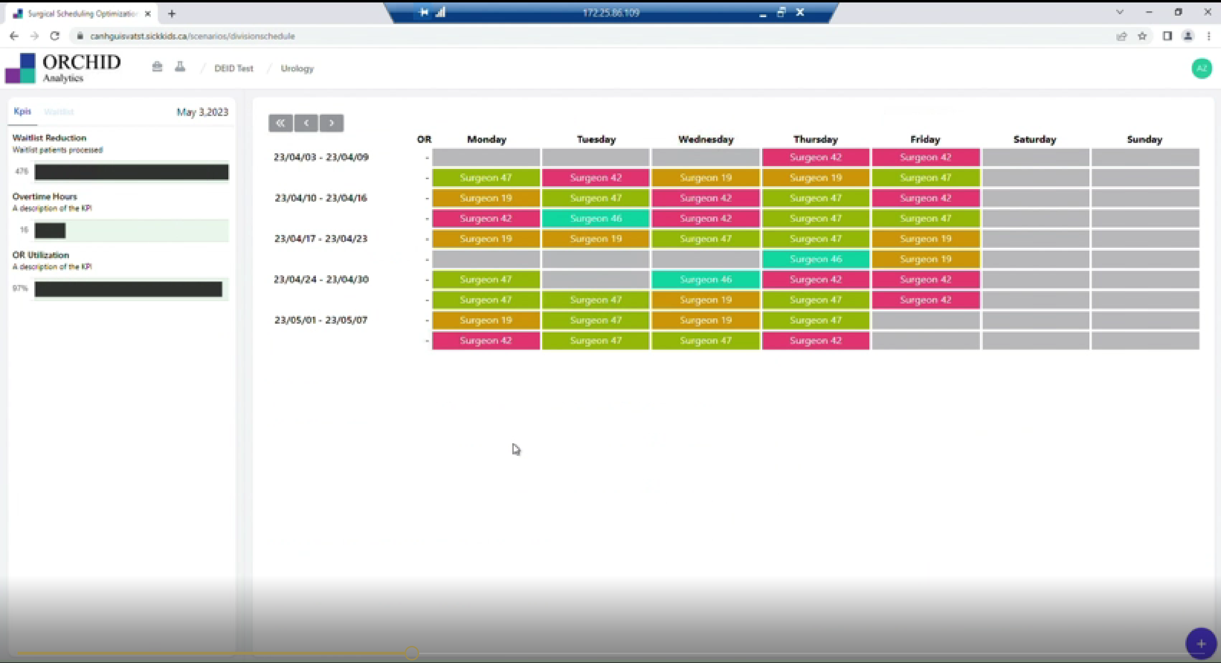 Weekly surgeon allocation with filtering